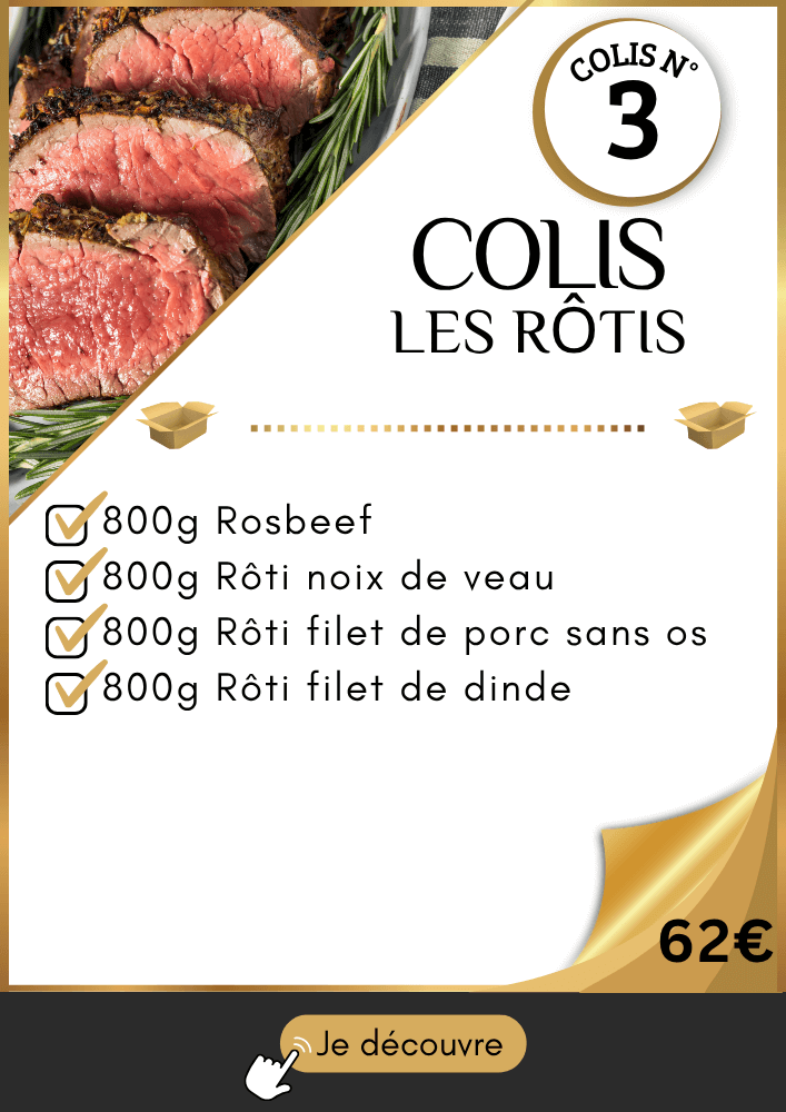 Colis pas cher à base de rôti de bœuf veau porc et dinde pour manger sain