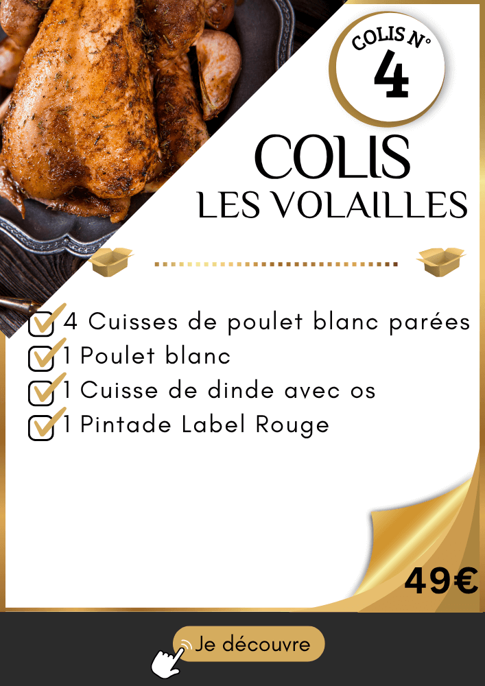 Colis pas cher à base de poulet dinde et pintage simple a cuisiner juste à rotir